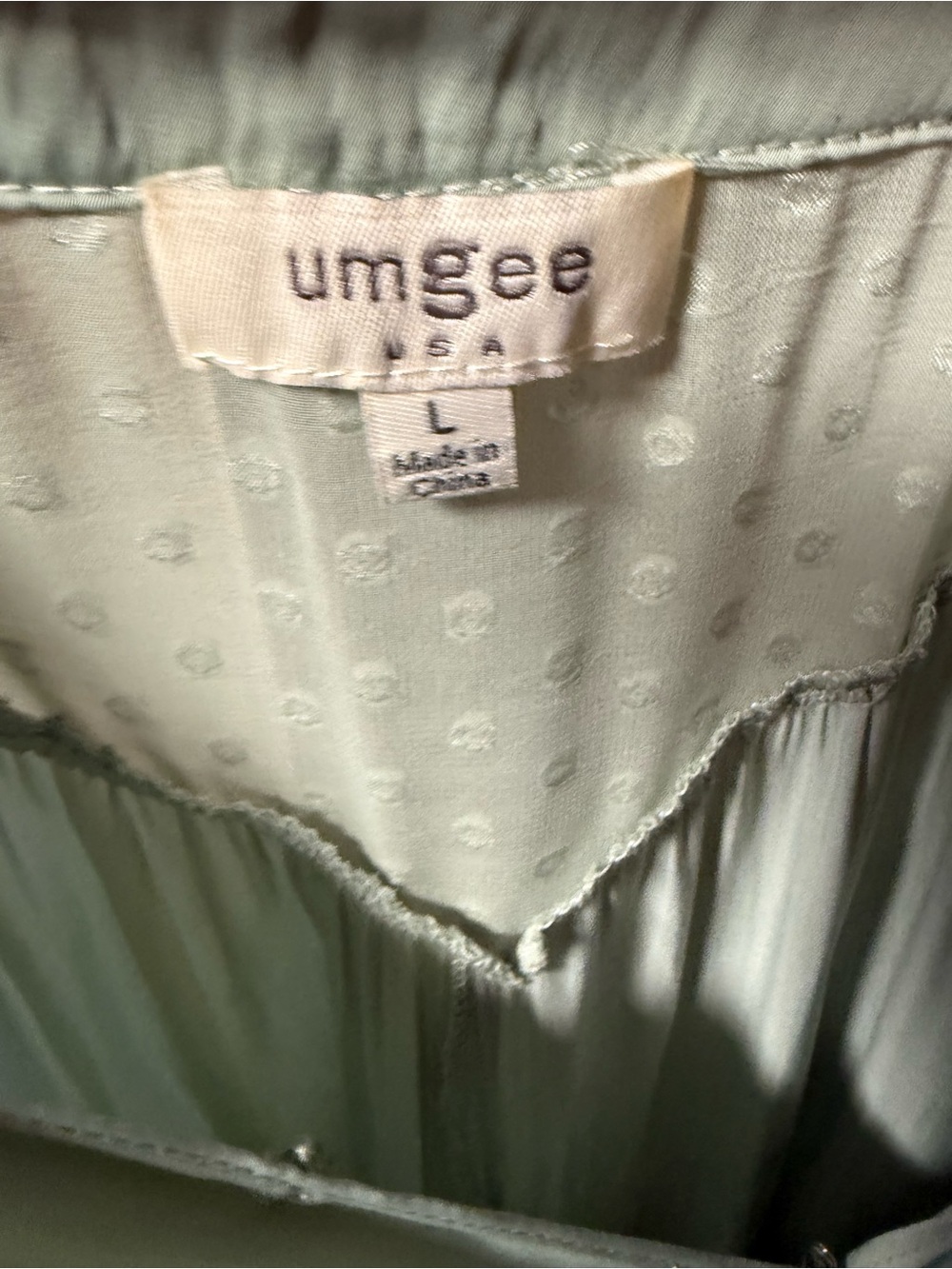 Umgee Sage Green Dot Twist-Front Blouse - Picture 5 of 5